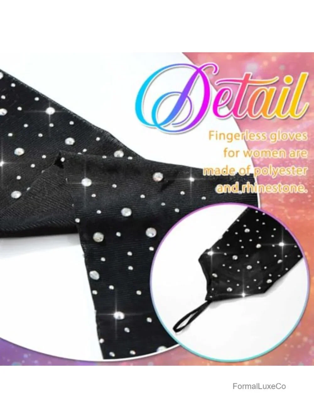 Fingerless Rhinestone Mesh Gloves Elbow Length Prom Costume Accessory